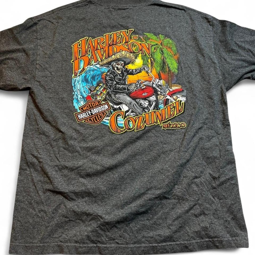 Vintage Y2K Harley Davidson skeleton‎ Cozumel Mexico biker pink tshirt XL